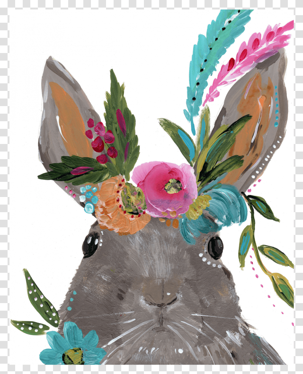 Boho Wild Hare Art PrintClass Lazyload Lazyload Art, Floral Design, Pattern, Plant Transparent Png