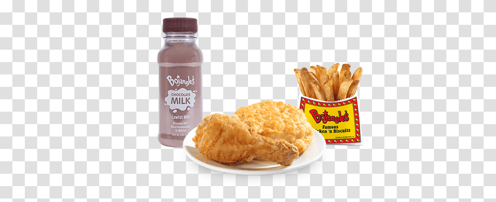 Bojangles Kids Chicken Leg With Biscuit Fries And Chocolate French Fries, Food, Fried Chicken, Bread, Nuggets Transparent Png