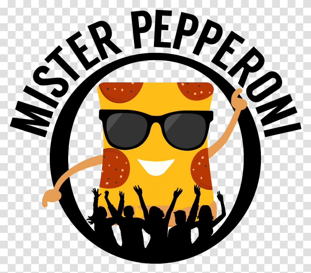 Bold Personable Pizza Delivery Logo Design For Party Illustration, Sunglasses, Accessories, Crowd, Clothing Transparent Png
