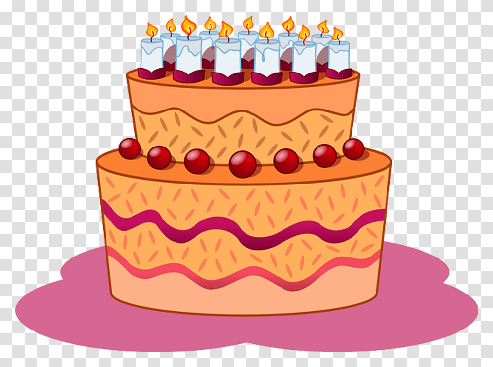 Bolo De Aniversrio Em 22 Birthday Cake High Cartoon Birthday Cake With 11 Candles, Dessert, Food, Icing, Cream Transparent Png