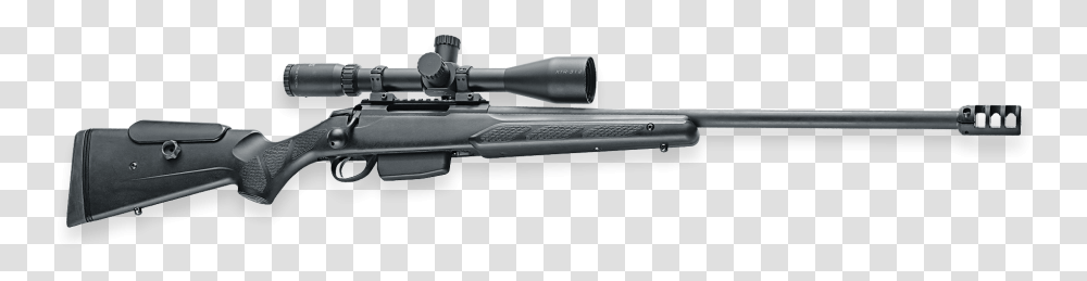 Bolt Action Rifle Scope Muzzle Break, Gun, Weapon, Weaponry Transparent Png