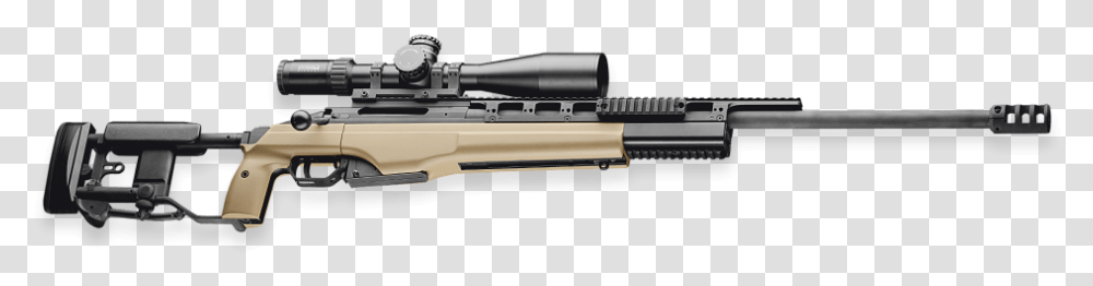 Bolt Action Sniper Rifle Shown With Rifle Scope Sako Trg42 Folding Stock, Gun, Weapon, Weaponry, Shotgun Transparent Png