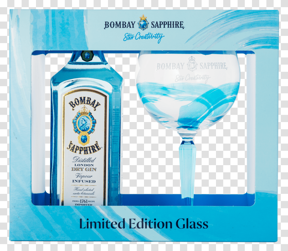 Bombay Sapphire Gin 70cl Glass Pack Wine Glass, Liquor, Alcohol, Beverage, Drink Transparent Png