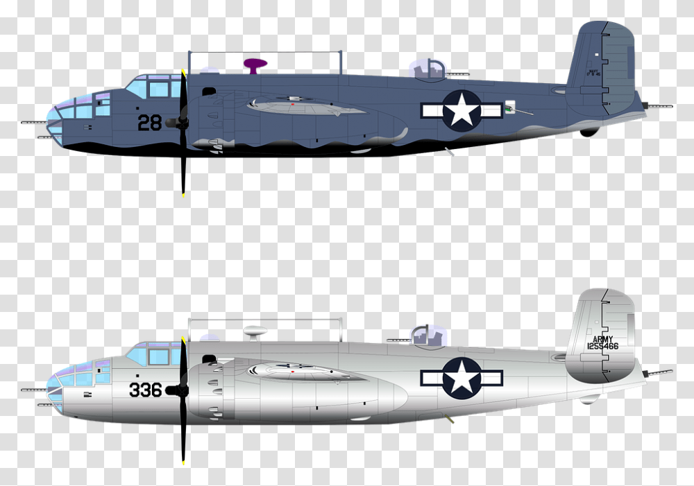 Bomber Plane B 25 Mitchell, Airplane, Aircraft, Vehicle, Transportation Transparent Png