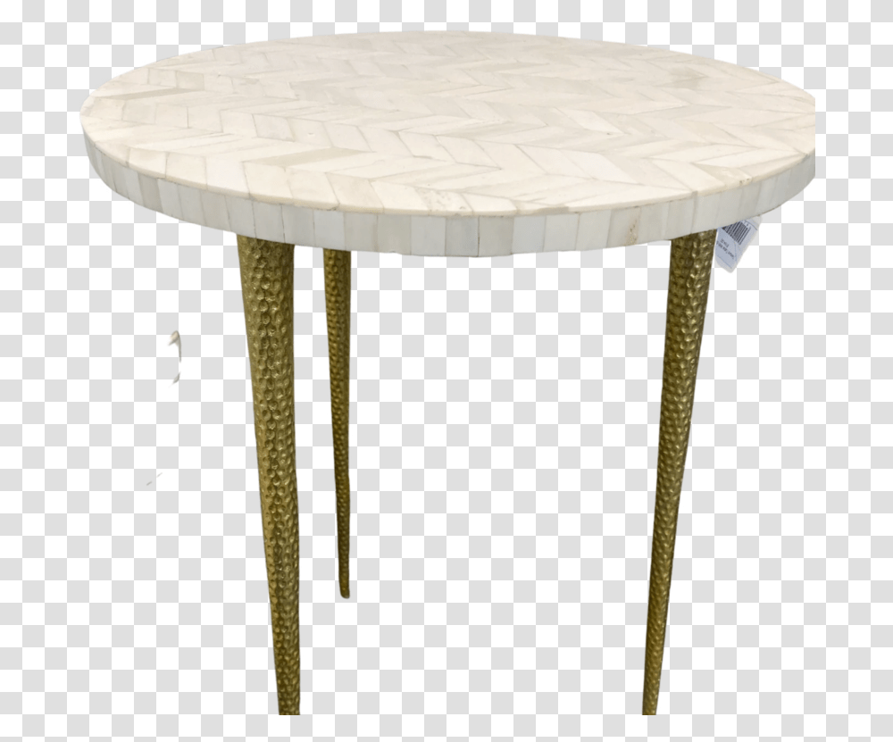 Bone Inlay Chevron Pattern Side Table With Antique Gold Legs Coffee Table, Furniture, Lamp, Tabletop Transparent Png