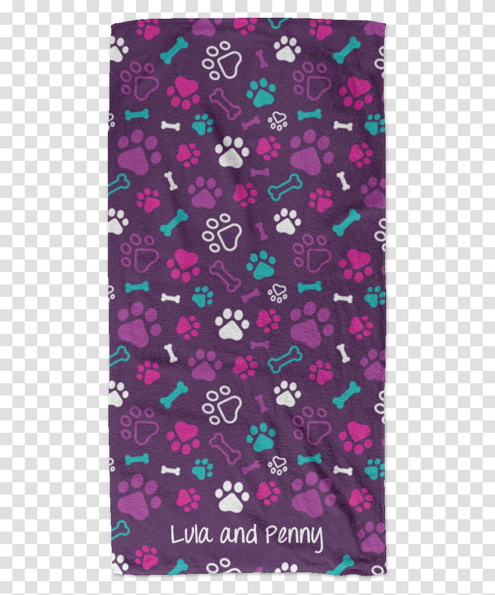 Bone Paw Purple Personalized Beach Towel Iphone, Rug, Pattern, Embroidery Transparent Png