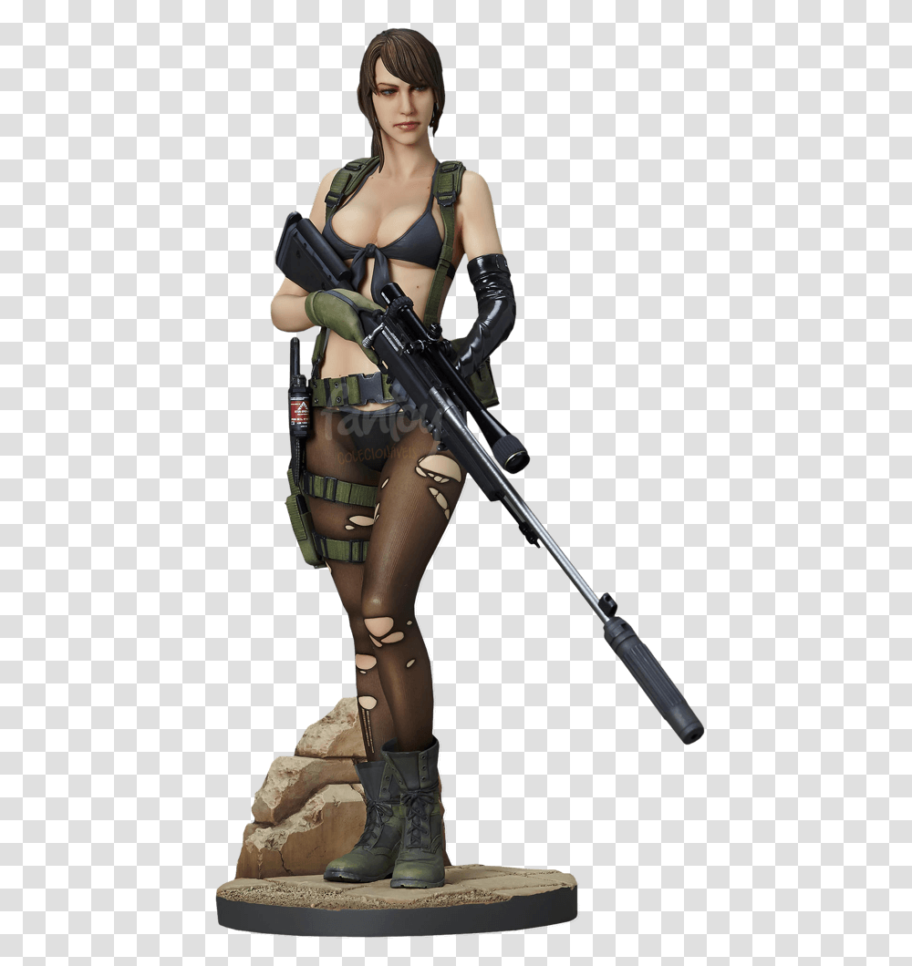 Boneco Quiet Metal Gear Solid Play Arts Kai Square Enix Figures, Person, Human, Gun, Weapon Transparent Png
