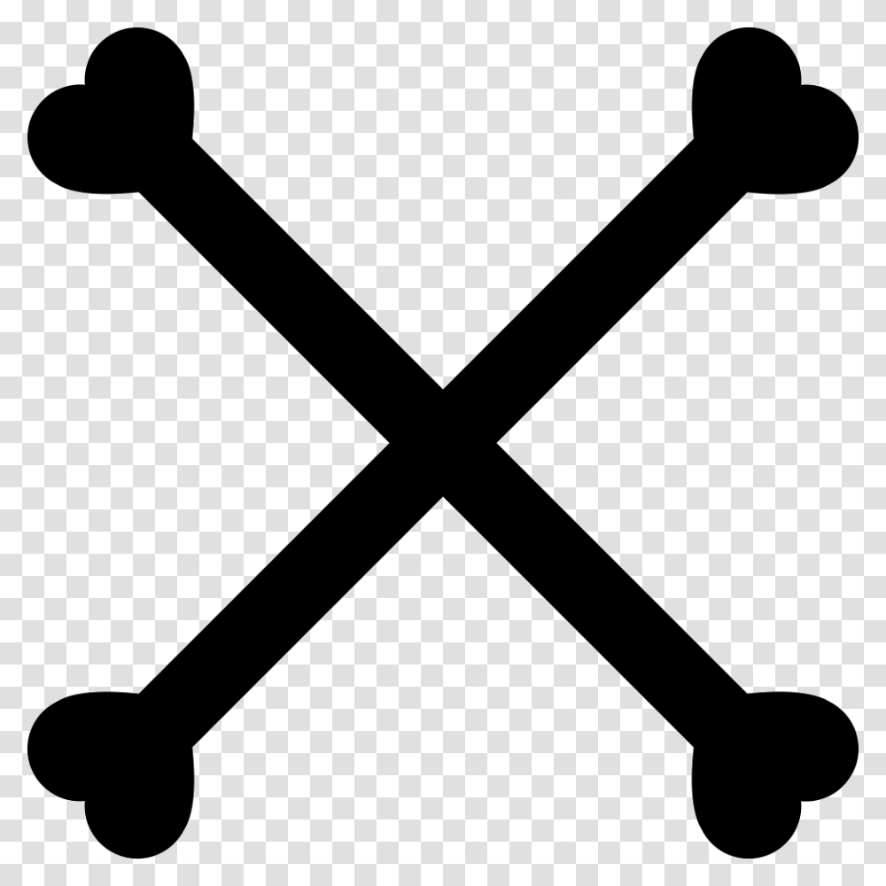 Bones Silhouette Forming A Cross Symbol Icon Free Download, Hammer, Tool, Stencil, Wrench Transparent Png