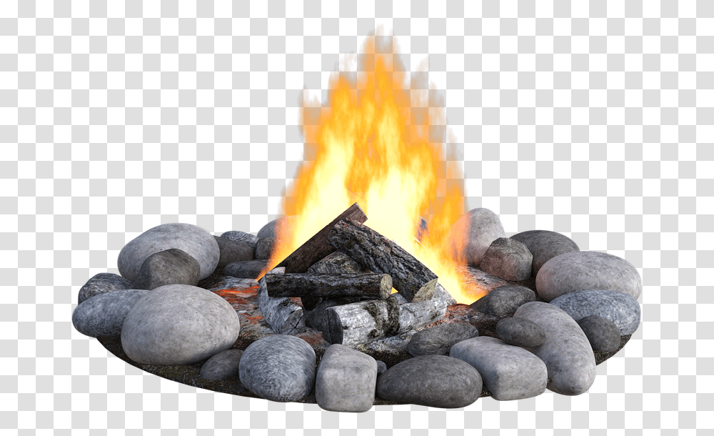 Bonfire, Flame, Rock, Pebble Transparent Png