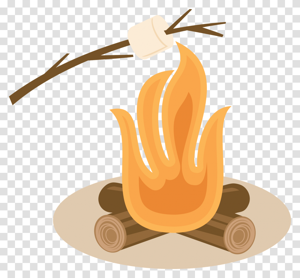 Bonfire Picture Roasting Marshmallows Over Campfire Clipart, Plant, Food, Flame, Pottery Transparent Png