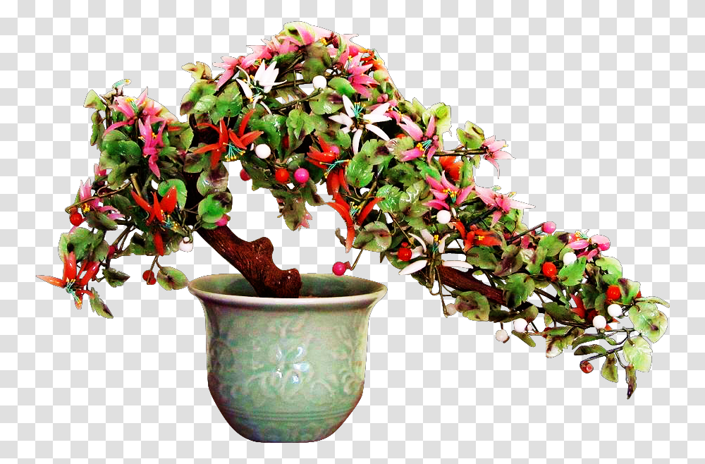 Bonsai Tree Flowers Red Green Leaves Multicolored Glass Bonsai Tree, Potted Plant, Vase, Jar, Pottery Transparent Png