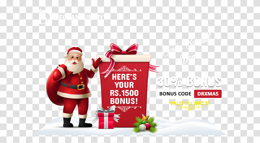 Bonus With Santa Special Bonus Offer Santa Merry Christmas, Advertisement, Poster, Person, Human Transparent Png