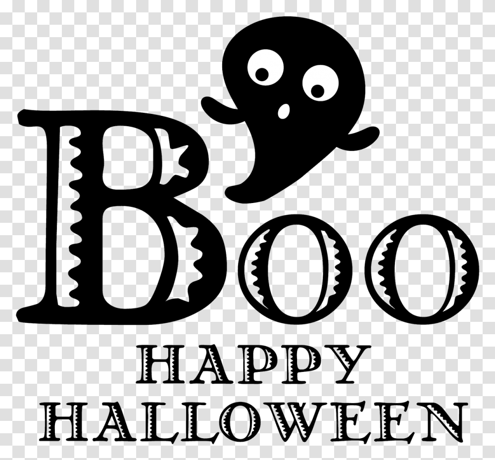 Boo Happy Halloween Stamp Illustration, Alphabet, Number Transparent Png