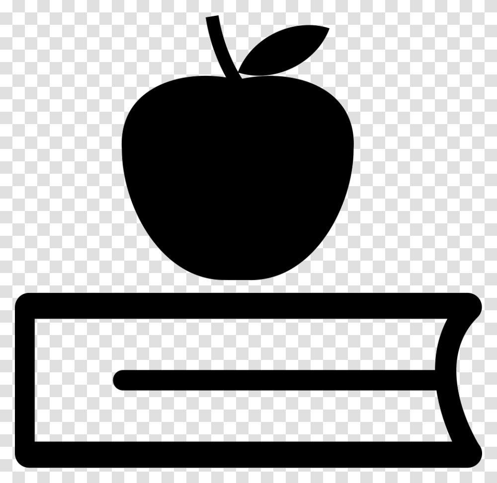 Book And Apple Comments Apple On Books Icon, Plant, Fruit, Food, Stencil Transparent Png