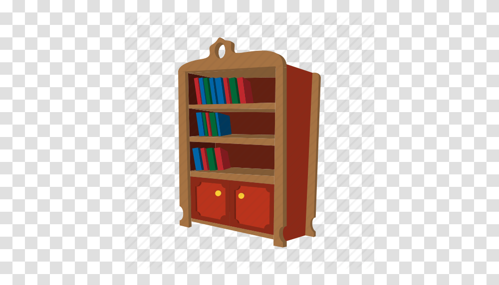 Book Bookcase Bookshelf Cartoon Furniture Shelf Wood Icon, Box, Cupboard, Closet, Cabinet Transparent Png