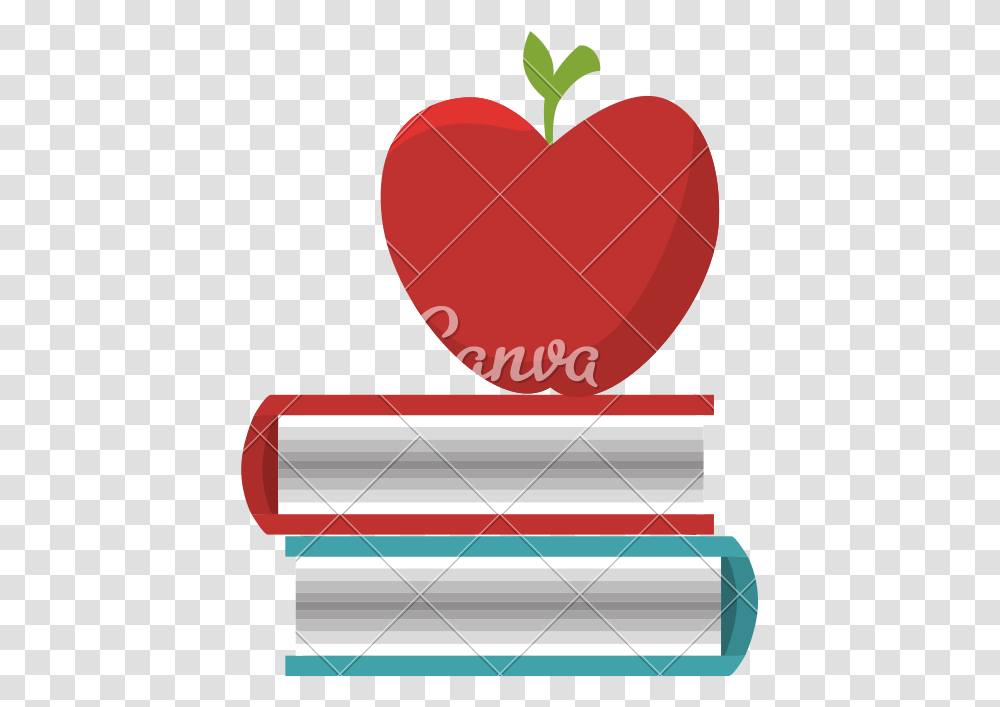 Book Stack With Apple Vector Icons By Canva Heart, Weapon, Weaponry, Plant, Tennis Ball Transparent Png