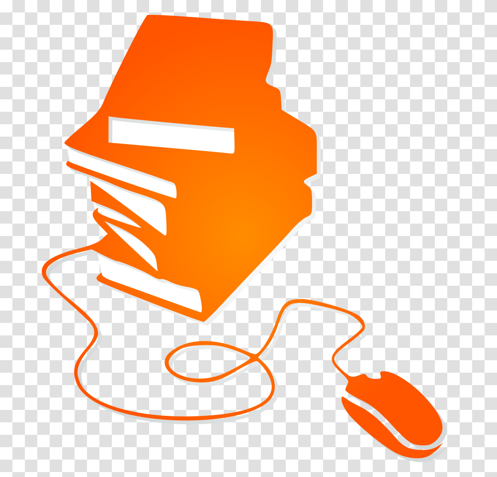Books And Mouse Orange Silhouette Clip Arts Download, Label Transparent Png