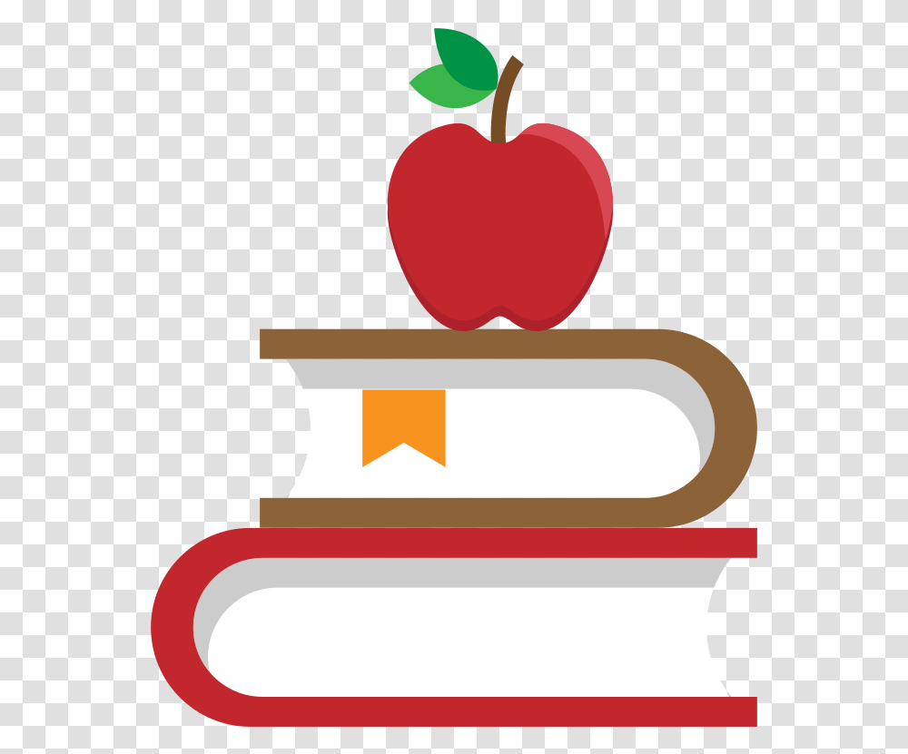 Books With Apple Flat Icon Vector Books And Apple, Plant, Brass Section, Musical Instrument, Horn Transparent Png