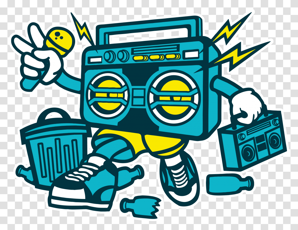 Boombox Star Graffiti Boombox Cartoon Jingfm Boom Music Cartoon, Robot, Electronics, Tape Player Transparent Png