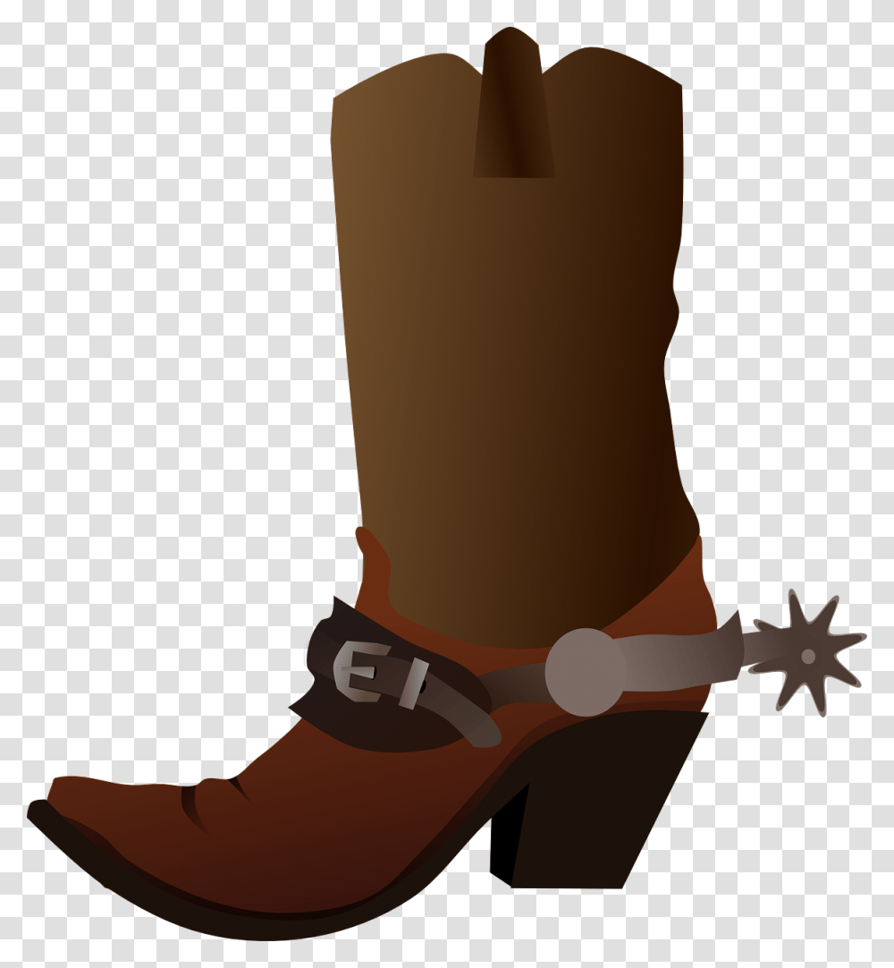 Boot Western Cowboy Star Country High Brown Cowboy Boot Clipart, Apparel, Footwear, Person Transparent Png
