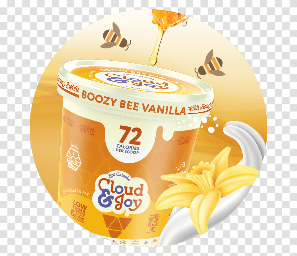 Boozy Bee Vanilla With Honey Swirls - Cloud & Joy Low Label, Dessert, Food, Cream, Creme Transparent Png