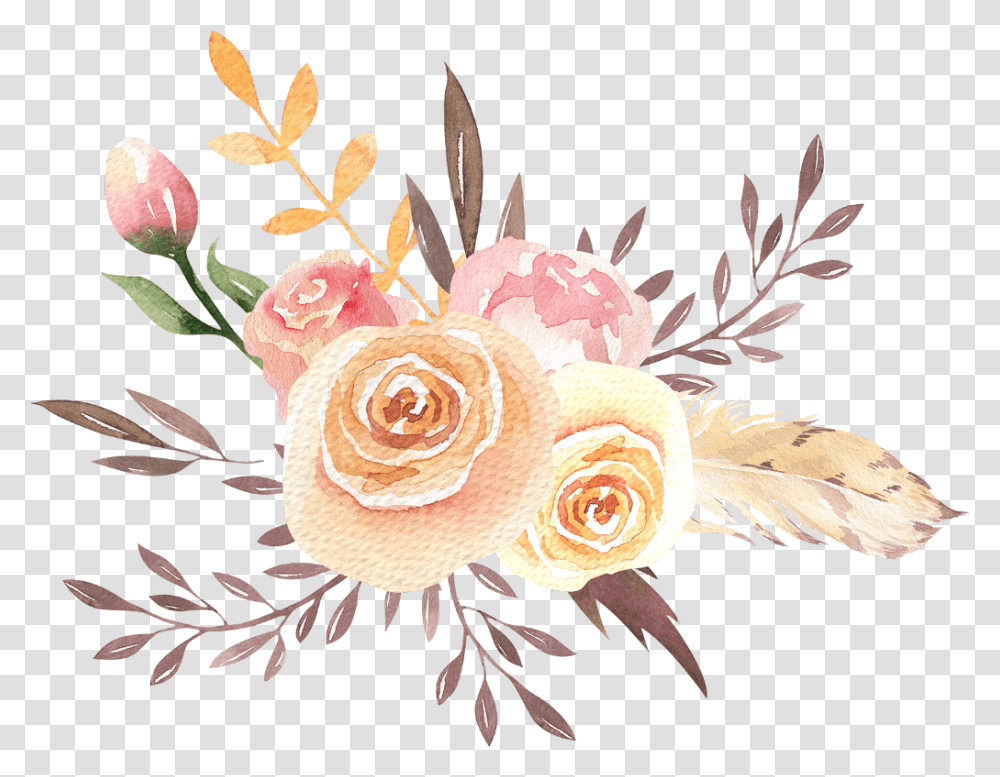 Boquet Bouquet Watercolor Watercolour Flowers Garden Roses, Plant, Blossom, Floral Design, Pattern Transparent Png
