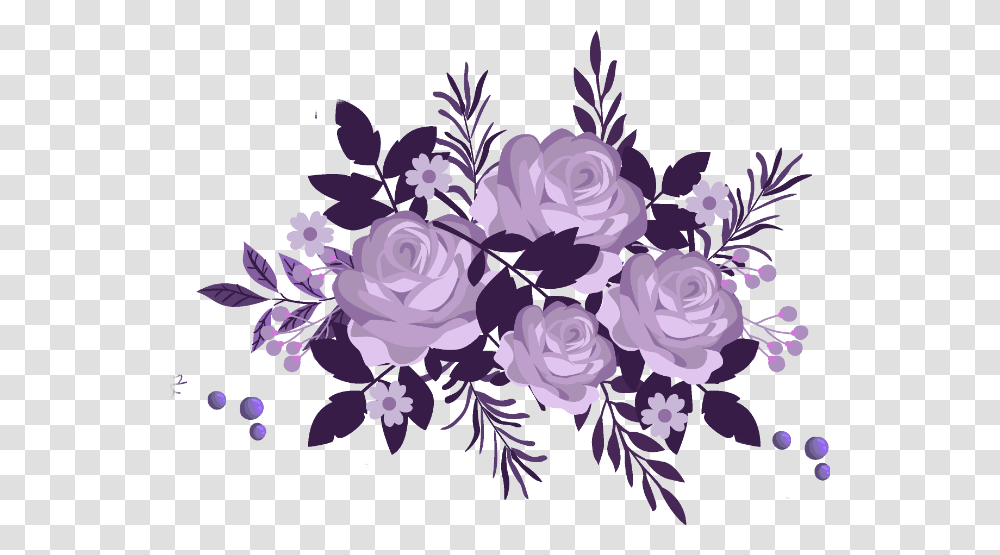 Boquet Bouquet Watercolor Watercolour Flowers Purple Flower Border, Floral Design, Pattern Transparent Png