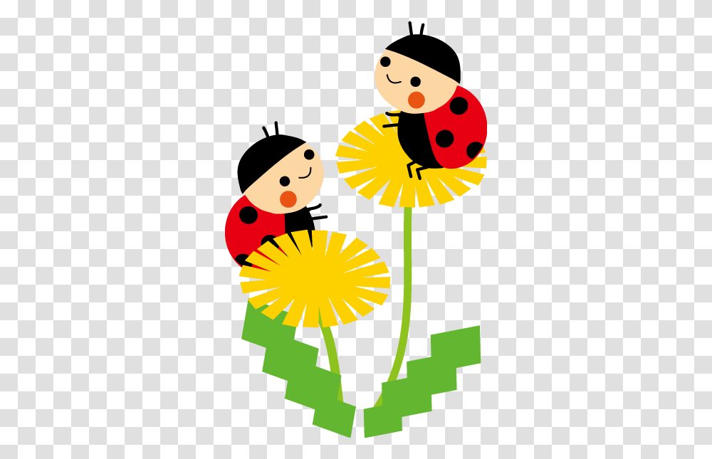 Borboletas Joaninhas E Etc Bee Ladybug Ladybug, Plant, Flower, Blossom, Dandelion Transparent Png