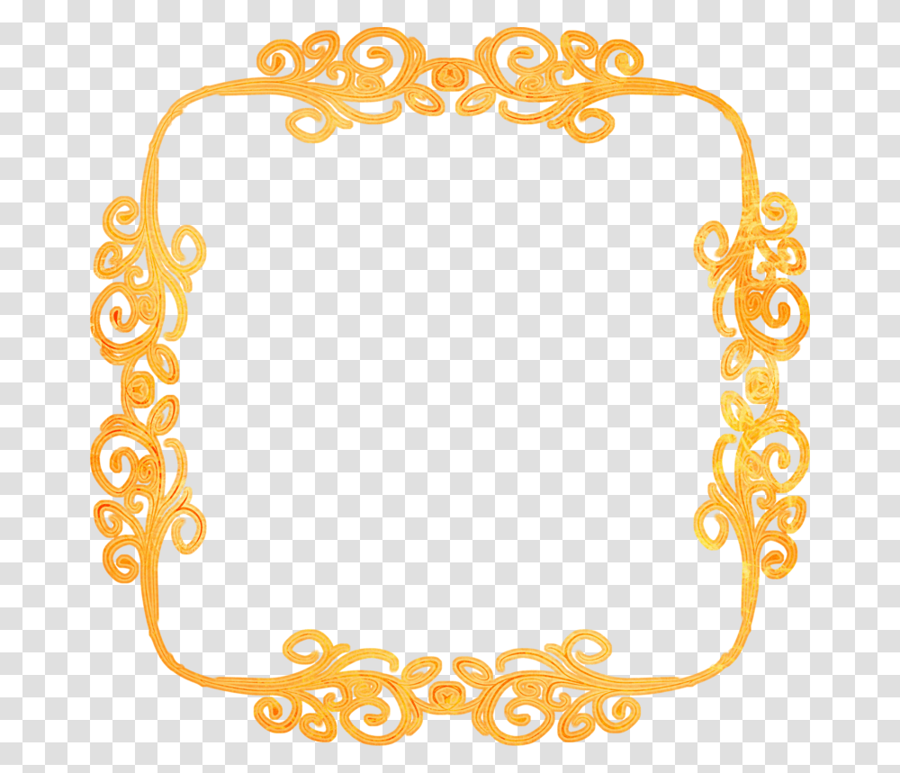 Borde De Flores Naranjas, Gate, Gold, Pattern Transparent Png
