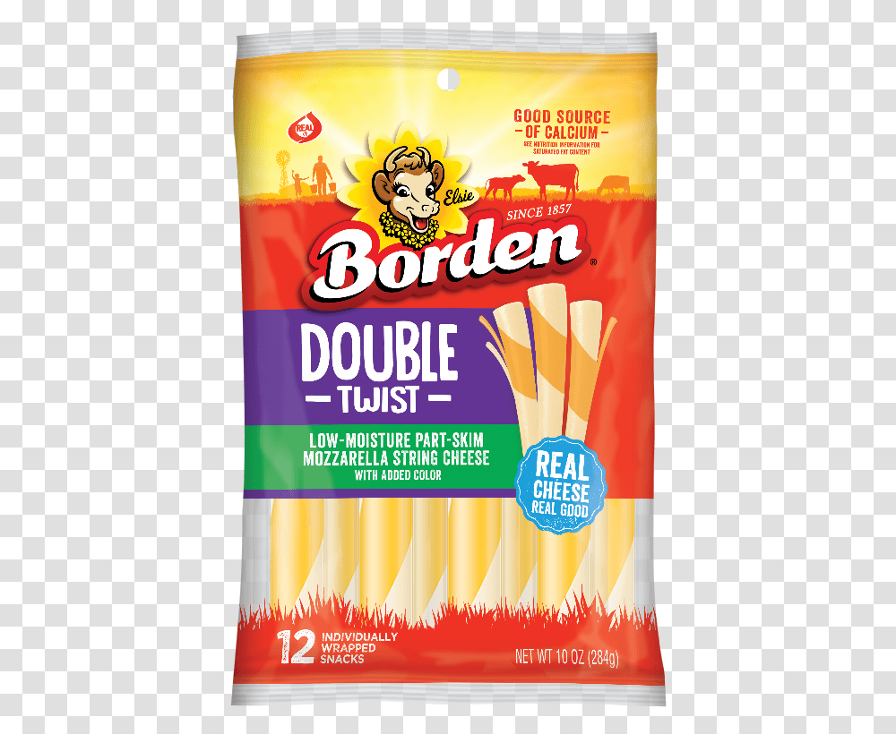 Borden String Cheese Double Twist, Food, Poster, Advertisement, Plant Transparent Png