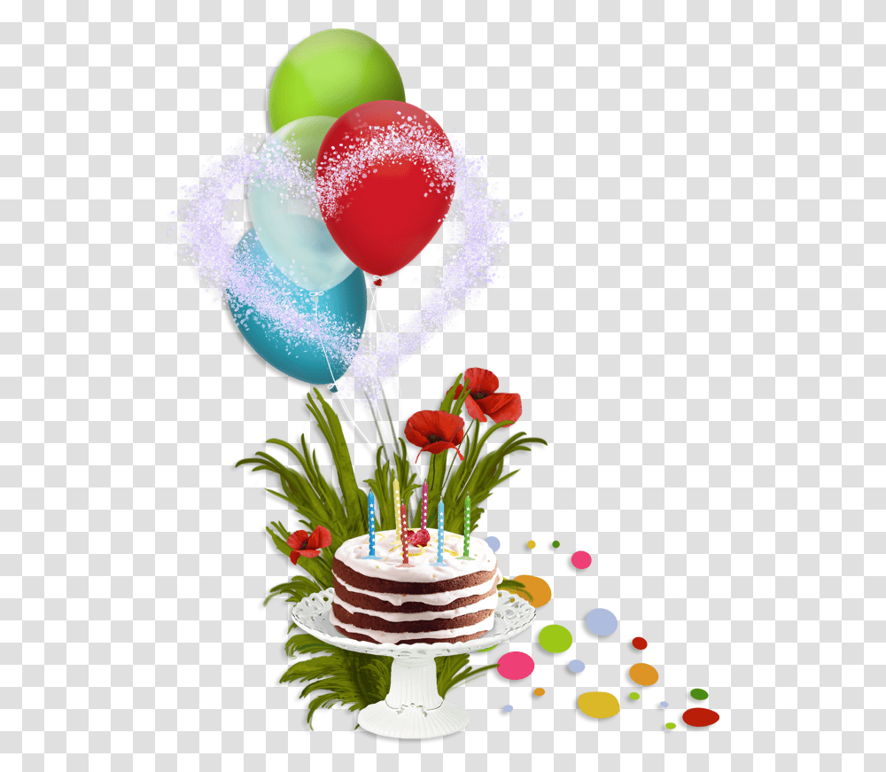 Border Design Balloons And Cakes, Dessert, Food, Birthday Cake, Sweets Transparent Png