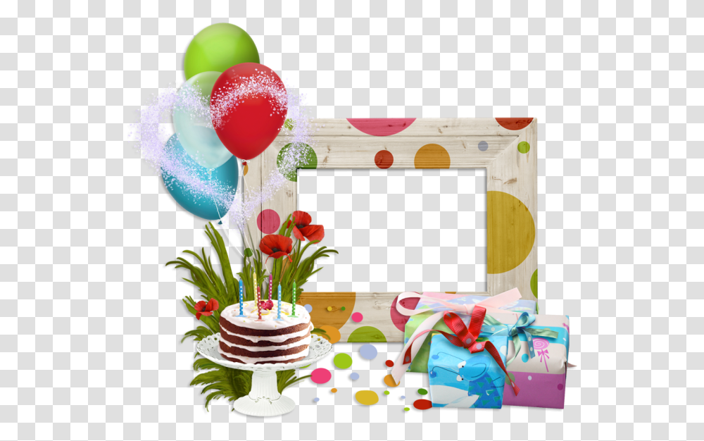 Border Design Balloons And Cakes, Flower, Plant, Blossom, Dessert Transparent Png