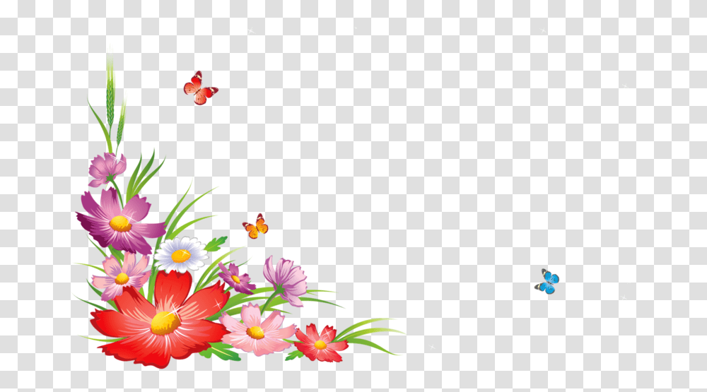 Border Design Flowers And Butterfly Cartoons Border Design Flower And Butterfly, Floral Design, Pattern, Plant Transparent Png