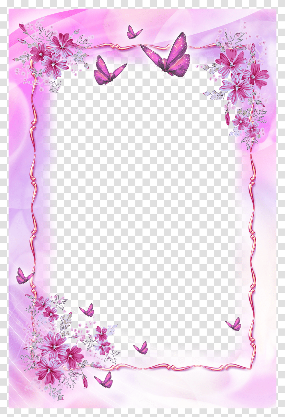 Border Design Flowers And Butterfly, Plant, Floral Design, Pattern Transparent Png