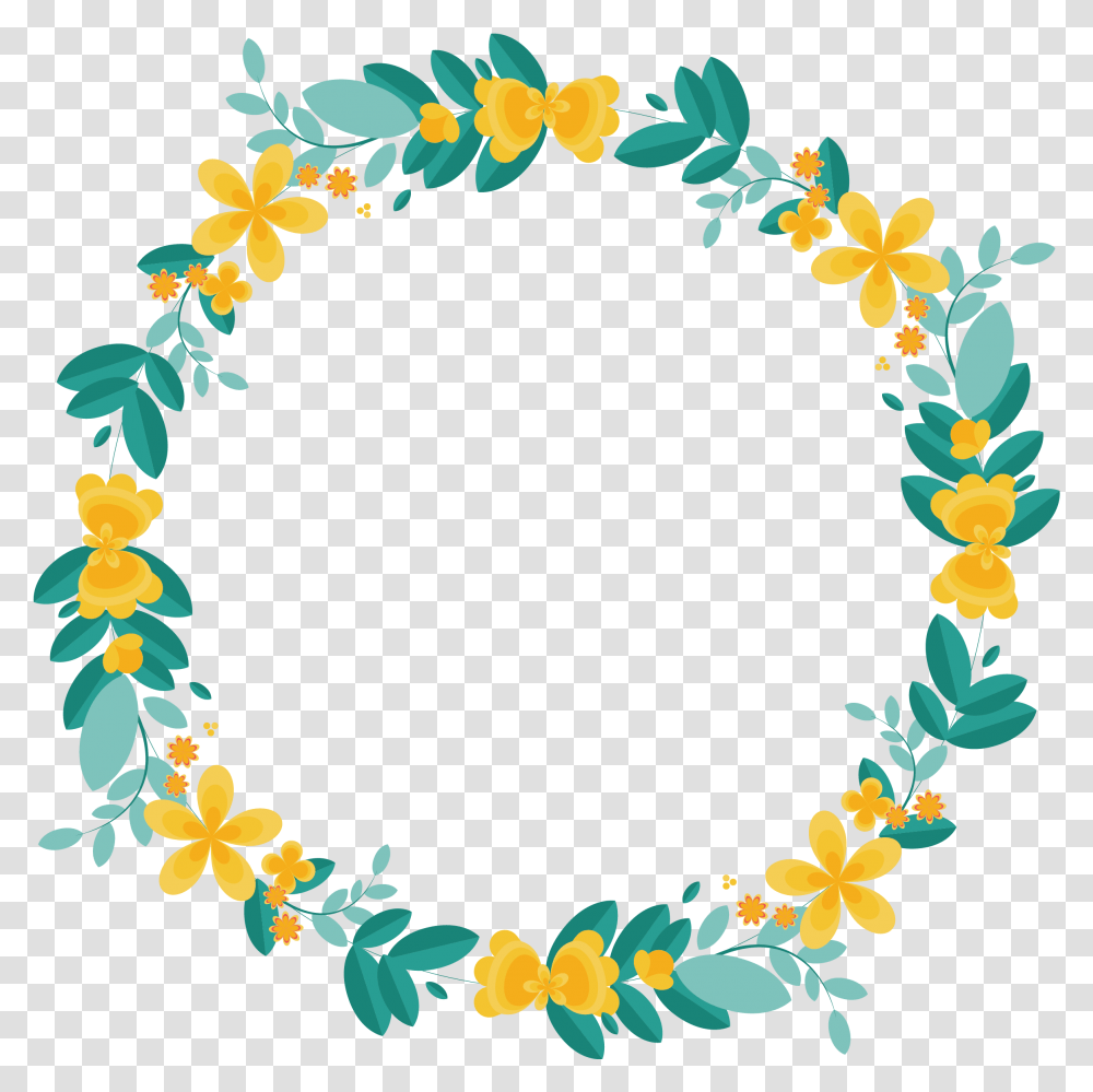 Border Flowers Garland Wreath Circle Border Clip Art, Graphics, Floral Design, Pattern, Plant Transparent Png