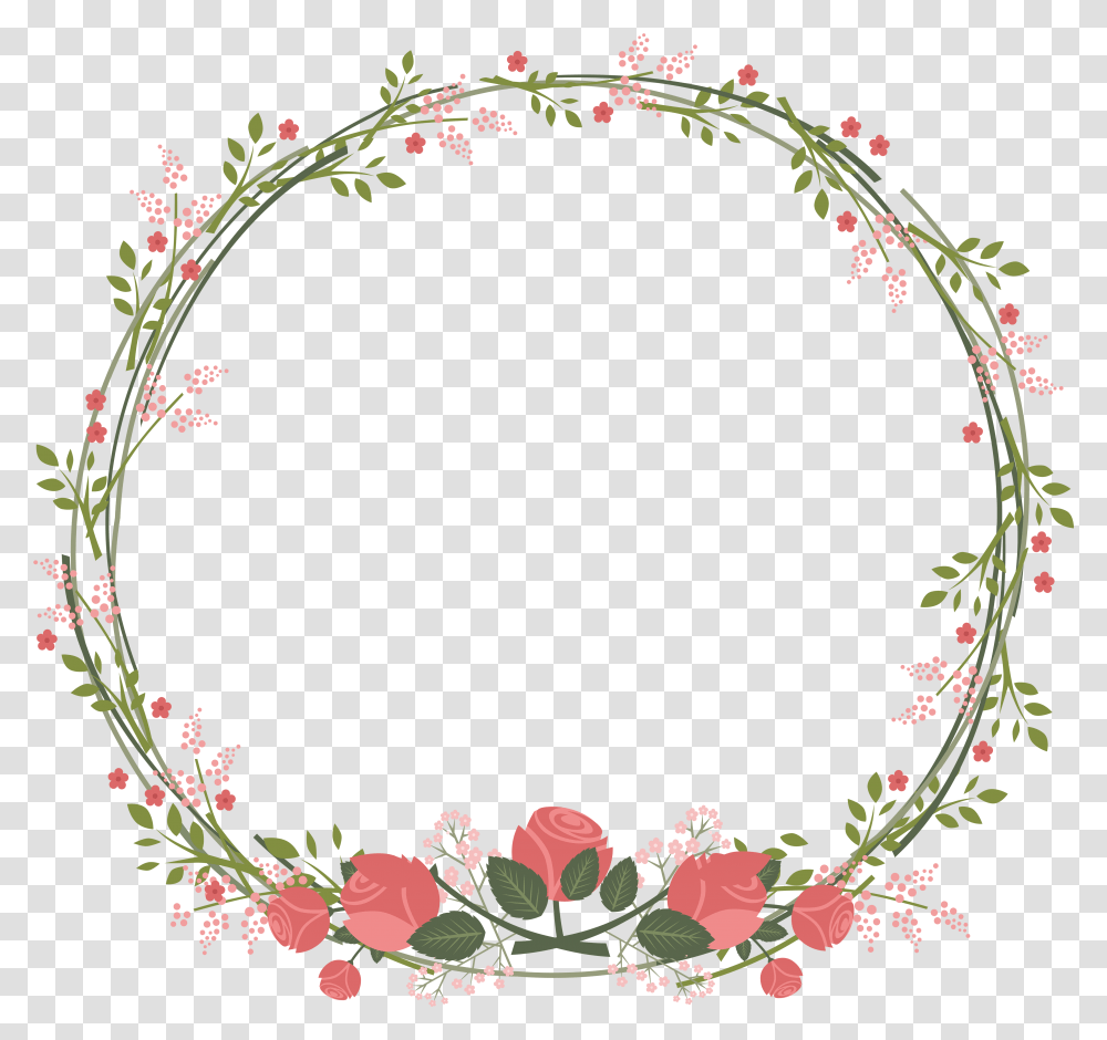Border Frame Wreath Circle Round Leaves Vines, Floral Design, Pattern Transparent Png