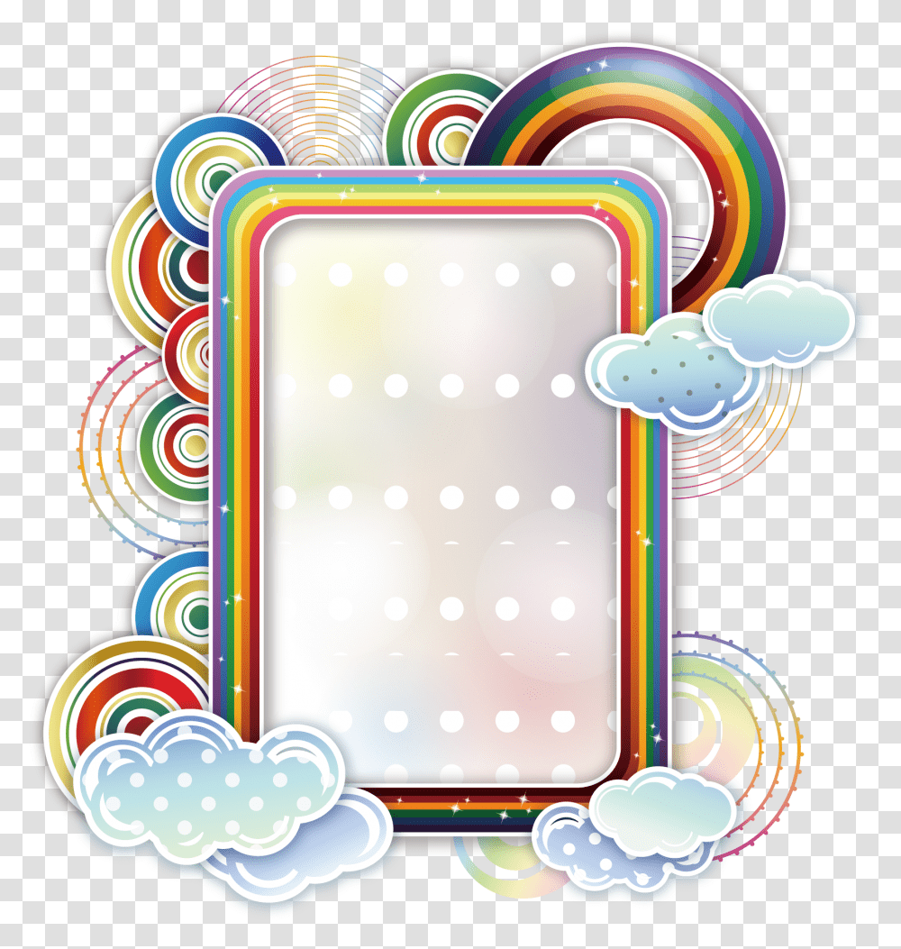 Borders And Frames Rainbow Cloud Clip Text Vector Border Rainbow And Clouds Borders, Graphics, Art, Label, Alphabet Transparent Png