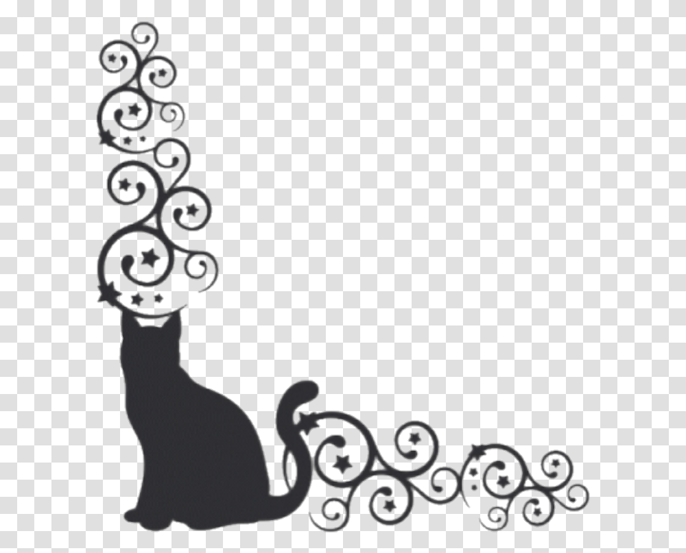 Borders Cat Kitty Cats Blackcat Pets Black Cat Silhouette Background, Animal, Mammal Transparent Png