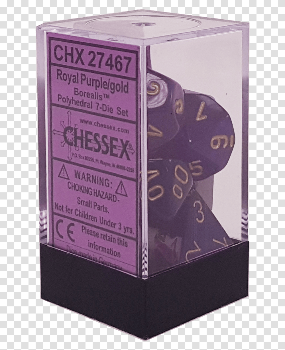 Borealis Royal Purple With Gold Polyhedral Box, Label, Game, Dice Transparent Png