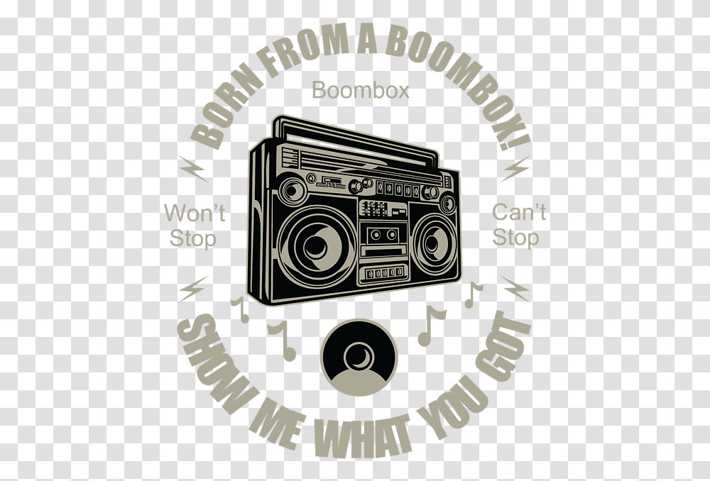 Born From A Boombox Shower Curtain Born From A Boom Box, Electronics, Camera, Text, Tape Player Transparent Png