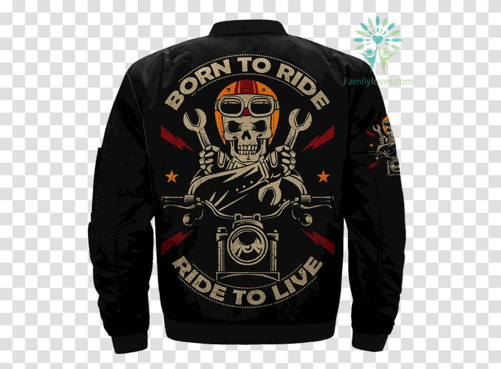 Born To Ride Ride To Live Skull Biker Over Print Jacket Born To Ride Ride To Live, Apparel, Sleeve, Long Sleeve Transparent Png