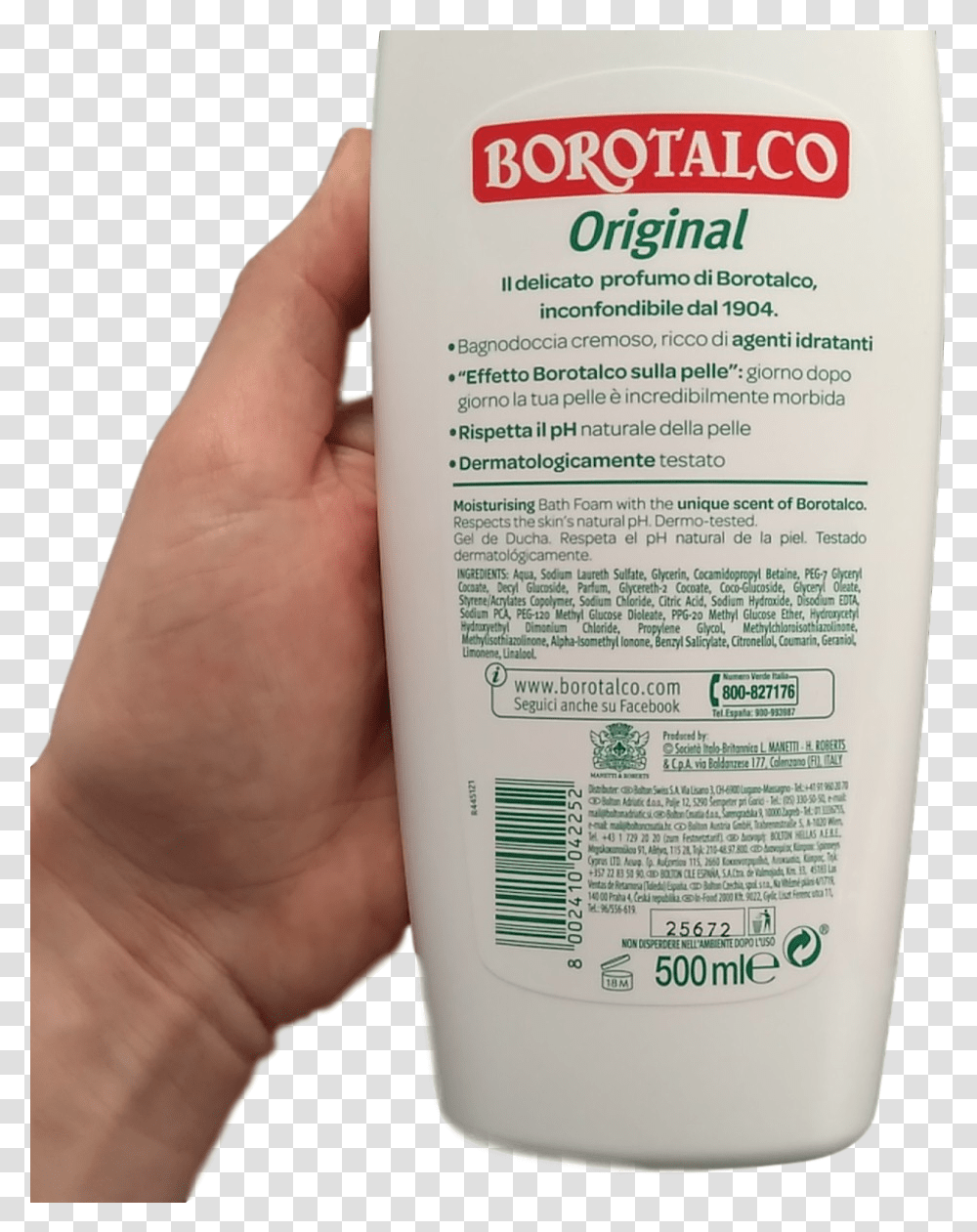 Borotalco Body Wash Ml 500 Moisturizing Nutrition Facts Label, Person, Human, Bottle, Food Transparent Png