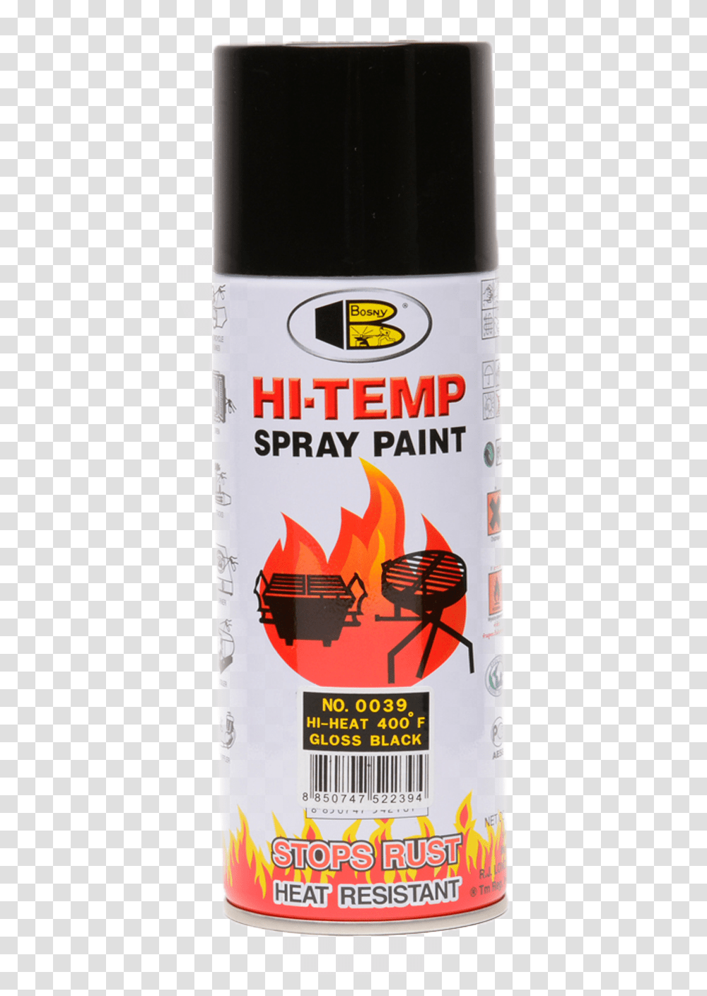 Bosny Hi Hi Temp Spray Paint, Label, Tin, Beer Transparent Png