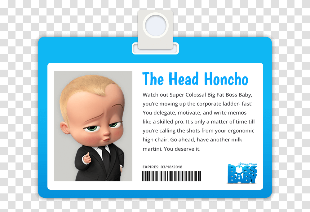 Boss Baby Movie Quotes, Id Cards, Document, Person Transparent Png
