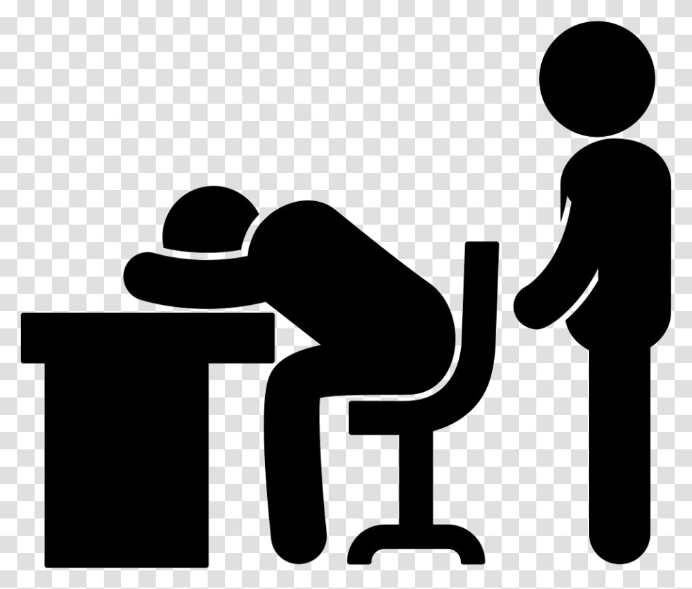 Boss Catching A Worker Sleeping Sleeping At Desk Icon, Silhouette, Stencil, Hammer, Tool Transparent Png