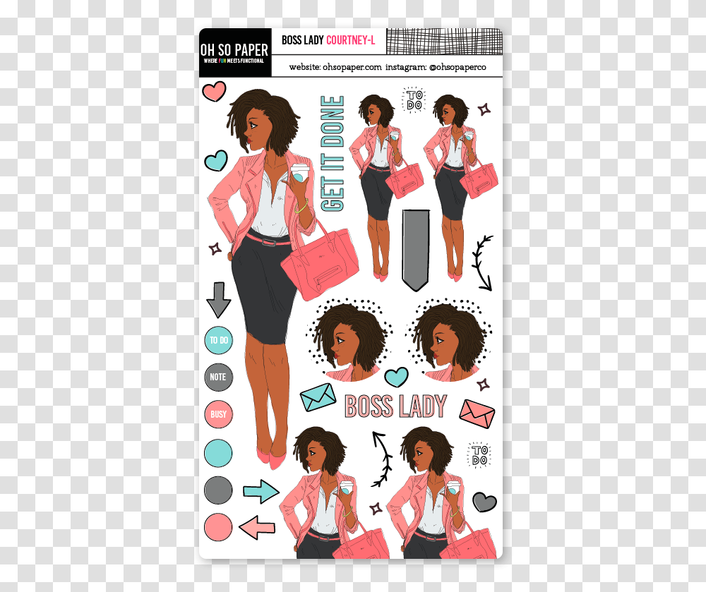 Boss Lady Planner Sticker, Person, Label, Hair Transparent Png