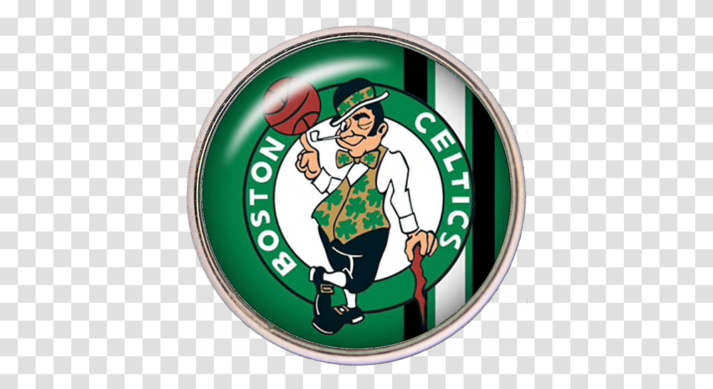 Boston Celtics Nba Basketball Logo Snap Charm Tropicaltrinkets Boston Celtics, Person, Barrel, Juggling, Officer Transparent Png