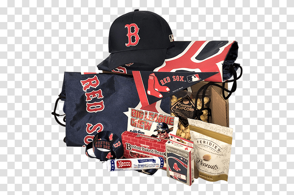 Boston Red Sox Gift Basket Logos And Uniforms Of The Boston Red Sox, Apparel, Food, Person Transparent Png
