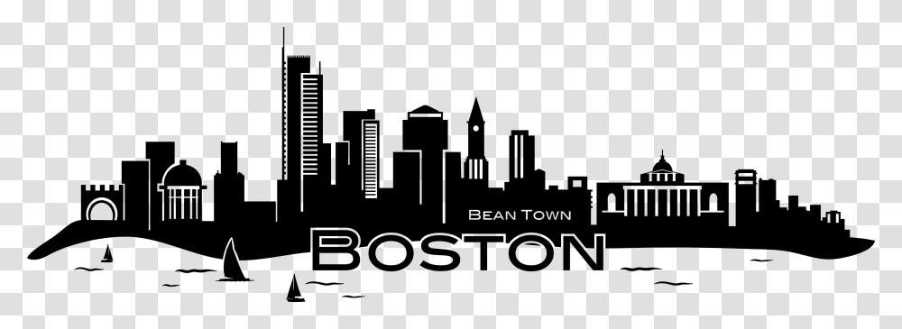 Boston Skyline Name Black And White, Cross, Silhouette Transparent Png