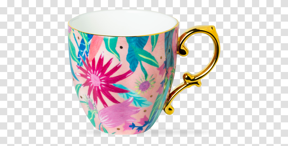 Botanical Pretty Mug Large Flower Peach Pretty Mug, Coffee Cup, Porcelain, Art, Pottery Transparent Png